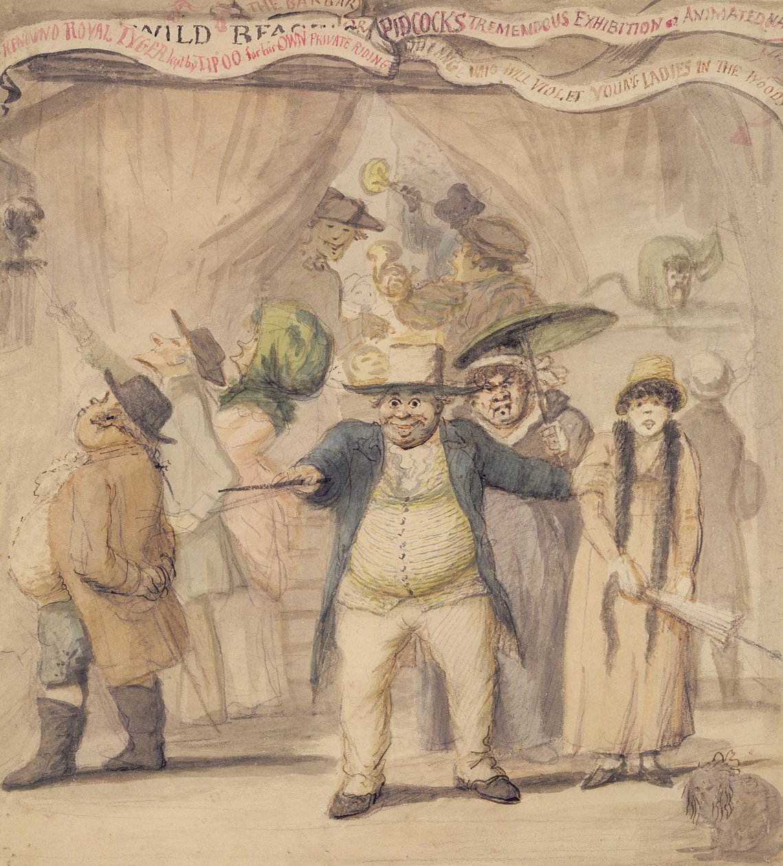 Belépés a Pidcock kiállítási sátrába a vásáron (toll és wc papíron) alkotó: Henry William Bunbury