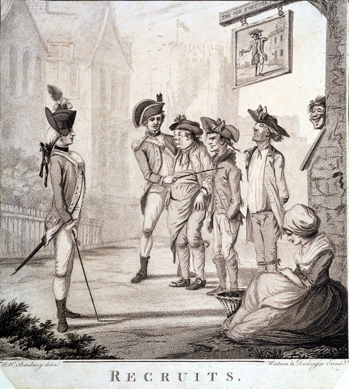 Újoncok, Watson és Dickinson metszetei, 1780 alkotó: Henry William Bunbury