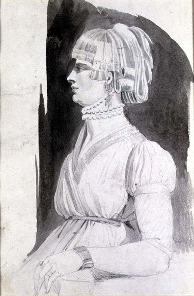 Tanulmány egy nőről (ceruza, toll és mosószer) alkotó: Johann Heinrich Füssli