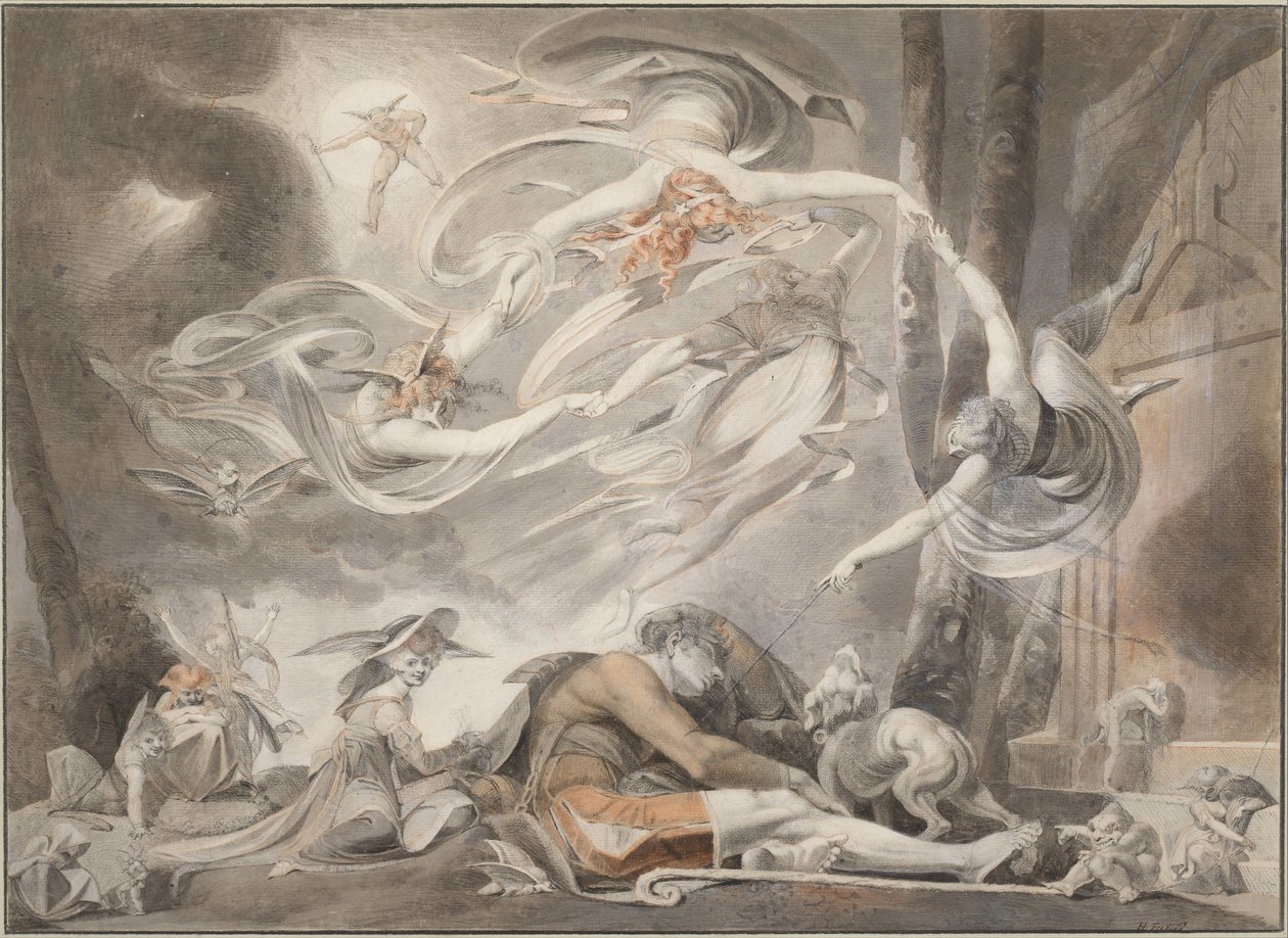 A Pásztor álma, 1786 körül (ceruza, vörös kréta és szürke mosás) alkotó: Johann Heinrich Füssli