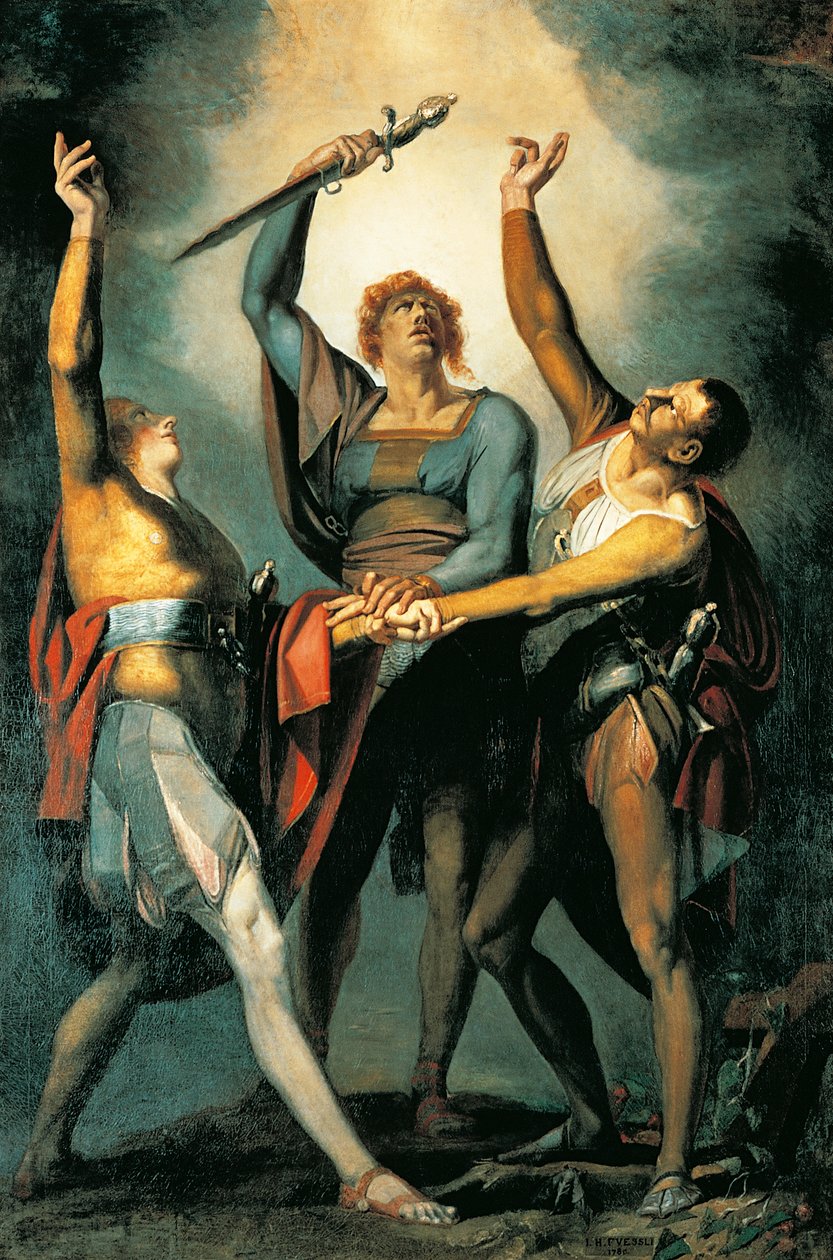 A három konföderáció a rutli eskü alatt alkotó: Johann Heinrich Füssli