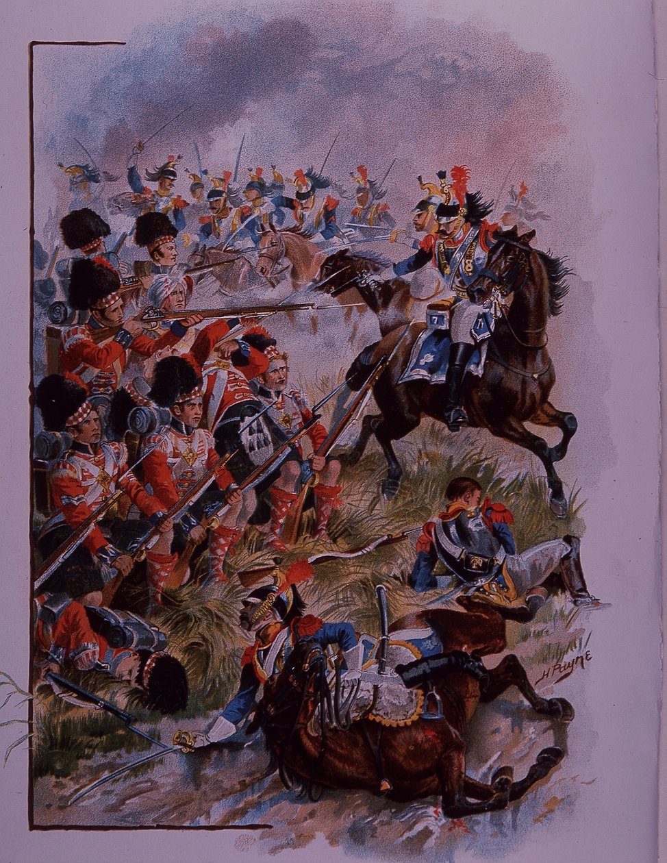 Felvidéki katonák alkotnak négyzetet a francia lovasság ellen Quatres Brasnál alkotó: Henry A. Payne