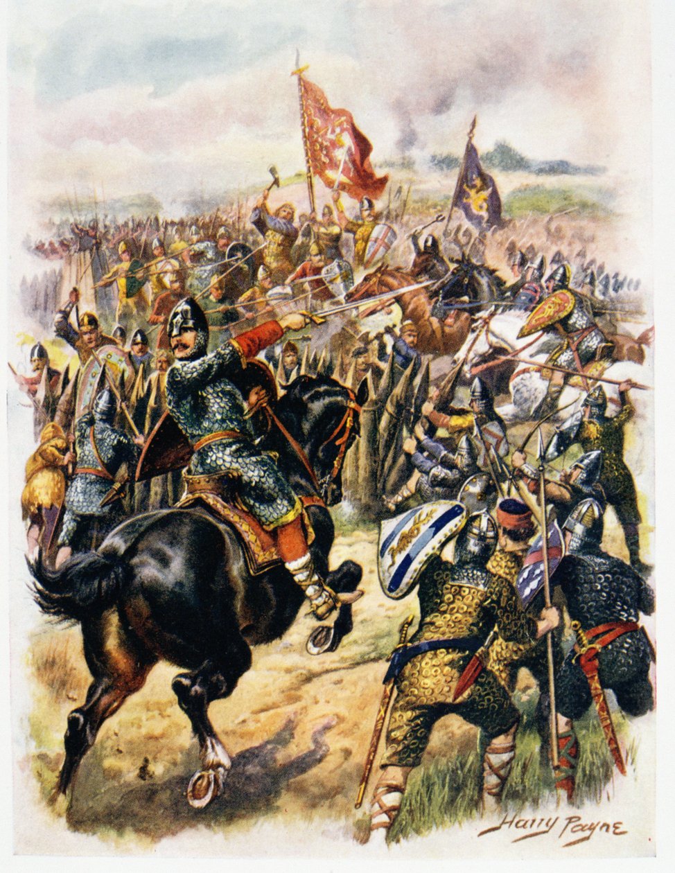 Harold (kb.1022-66) Last Stand, illusztrációja C.H. őrnagy „Glorious Battles of English of English History” című művéből. Wylly alkotó: Henry A. Payne