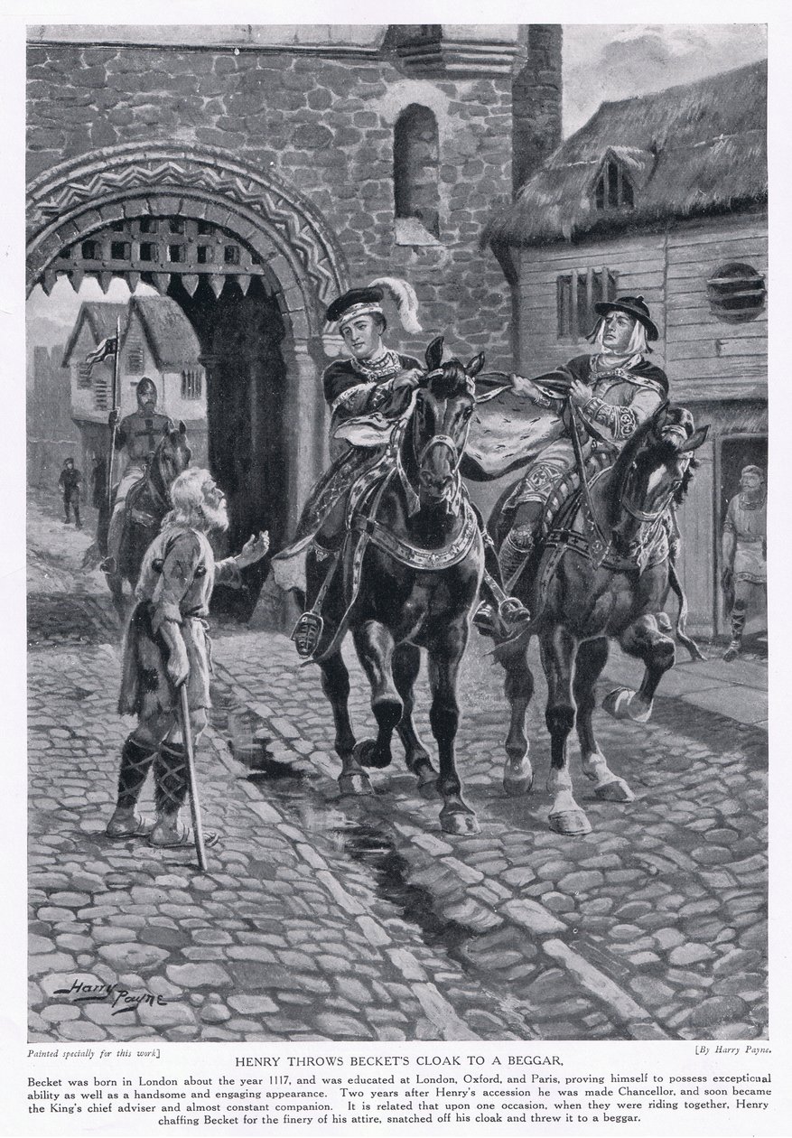 Henrik egy koldusnak dobja Becket köpenyét Kr. u. 1117, 1920-as évek alkotó: Henry A. Payne