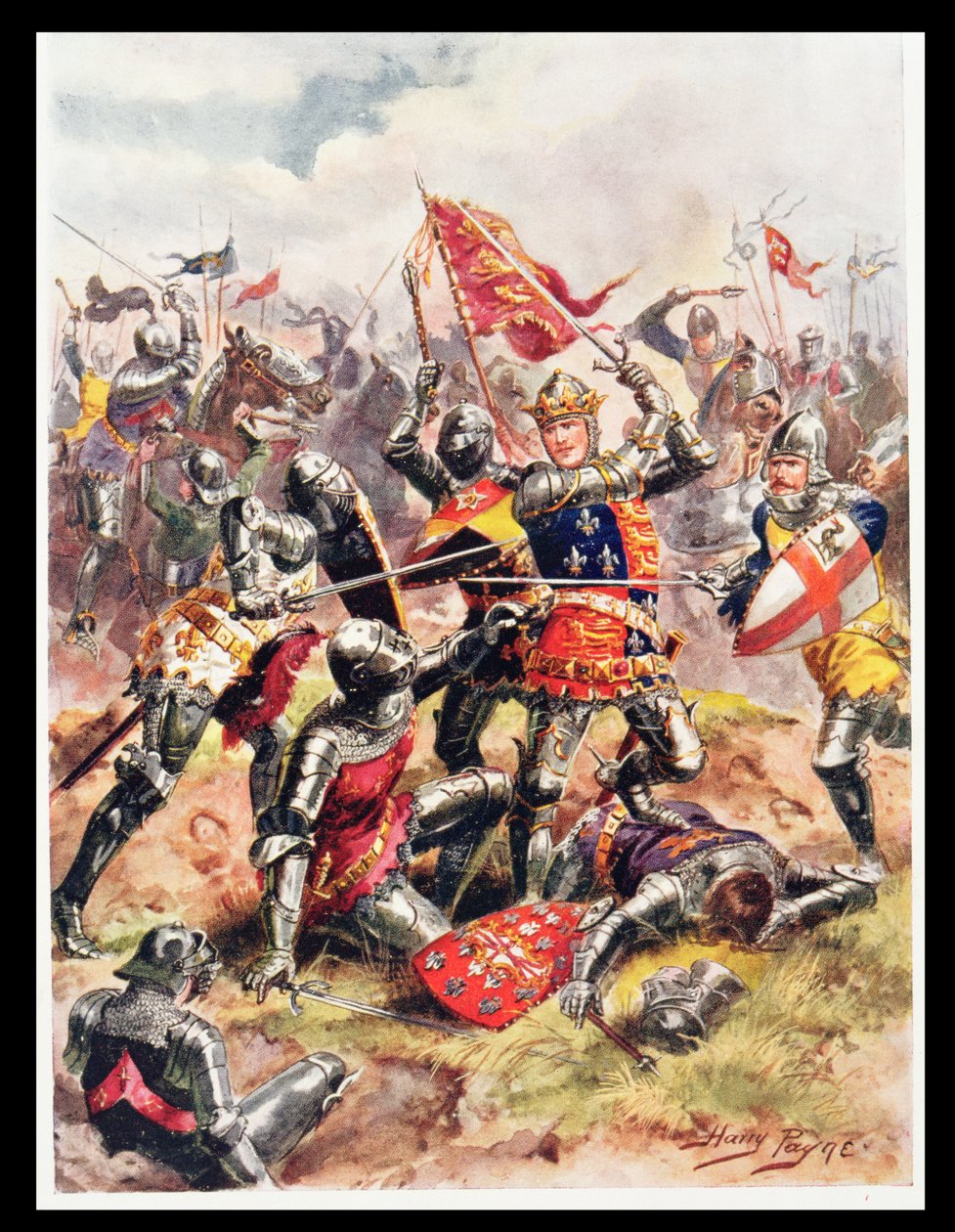 V. Henrik király (1387-1422) Harcok hősies vitézséggel, illusztráció az angol történelem dicsőséges csatáiból, C.H. Wylly, 1920-as évek alkotó: Henry A. Payne