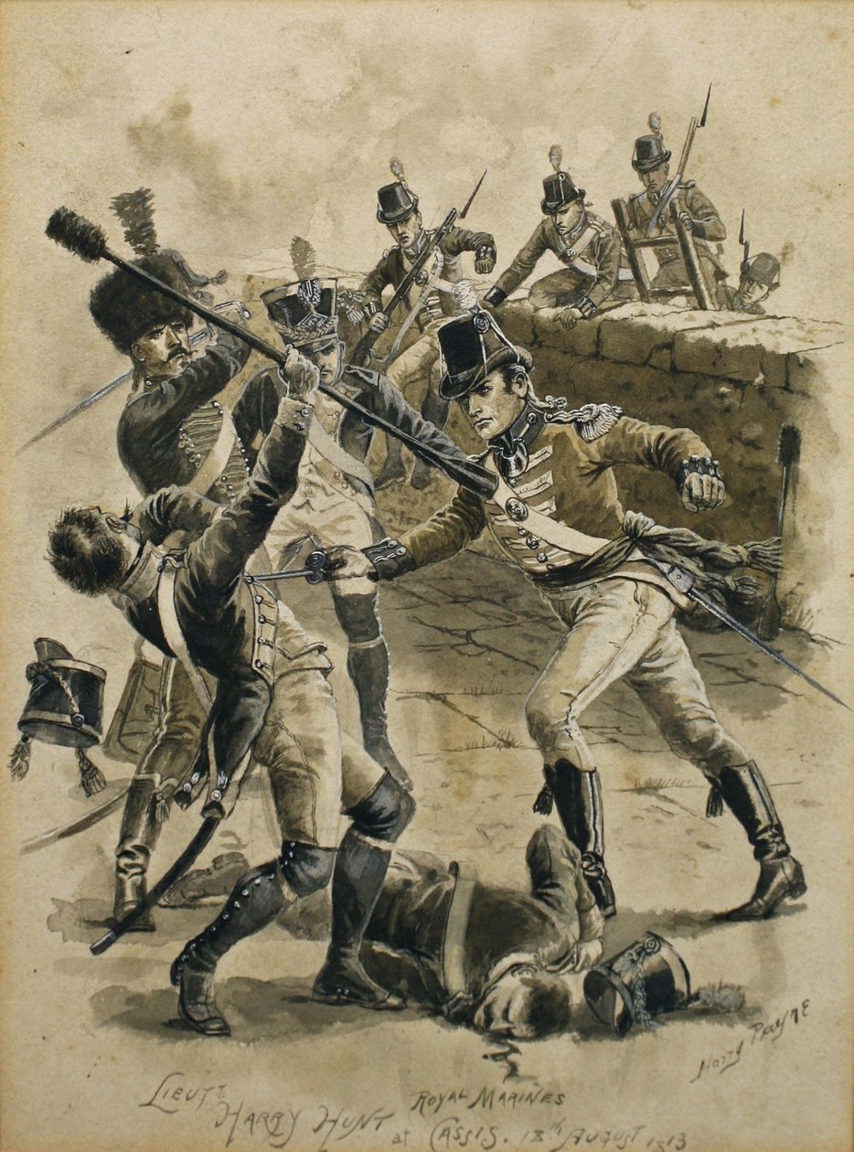 Harry Hunt hadnagy a királyi tengerészgyalogságnál Cassisban 1813. augusztus 18-án alkotó: Henry A. Payne