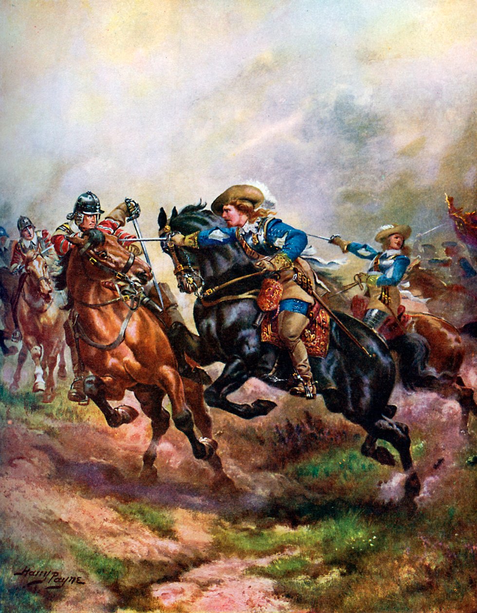 "Rupert herceg lovasságának rohama Edgehillben 1642-ben", 1920 alkotó: Henry A Payne