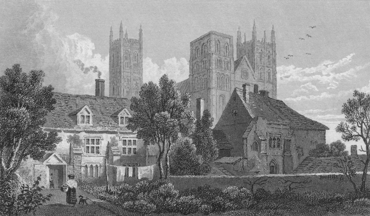 Canterbury katedrális. Kent, 1831 alkotó: Henry Adlard