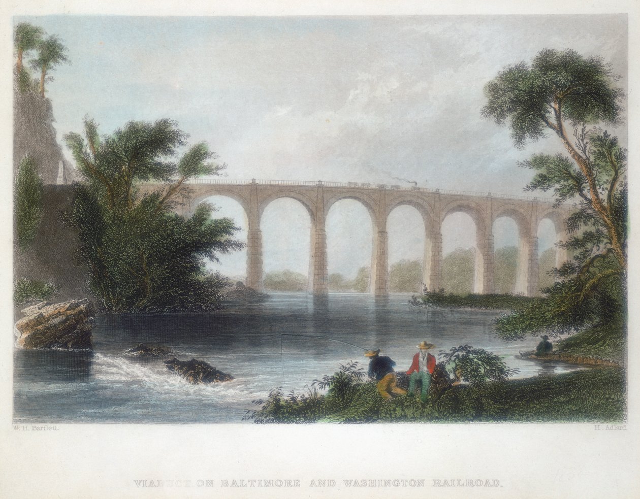 Viadukt a Baltimore & Washington Railroad-on, 1838 alkotó: Henry Adlard