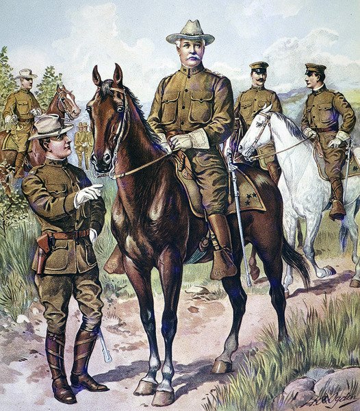 Az amerikai hadsereg tábori egyenruhái 1902-07 (színes lithó) alkotó: Henry Alexander (after) Ogden