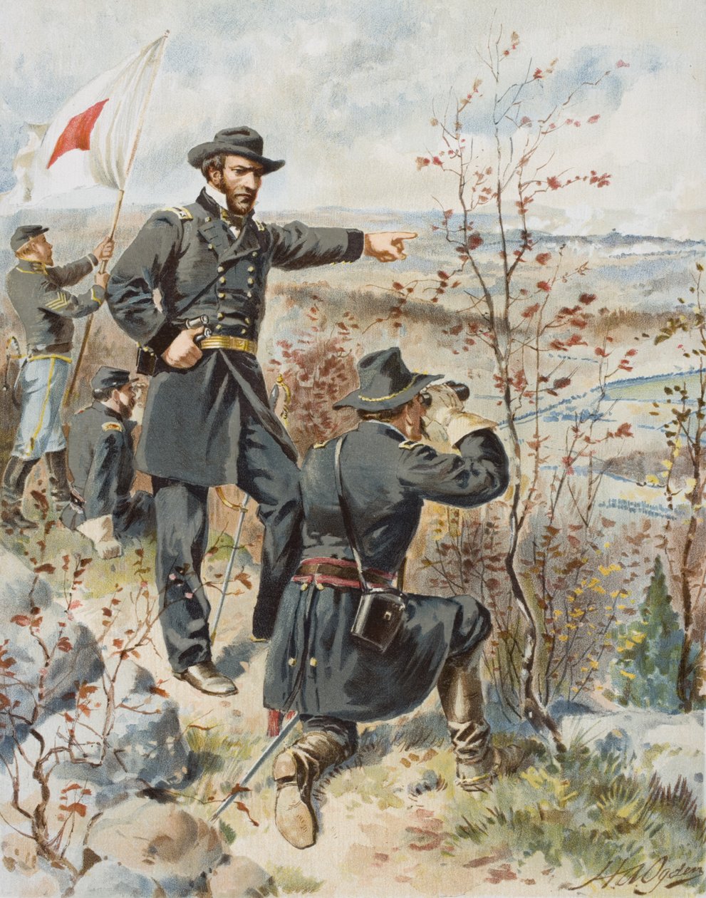 Sherman tábornok a Kenesaw-hegyen az Allatoona-hágó melletti csata során, október 4-én alkotó: Henry Alexander (after) Ogden