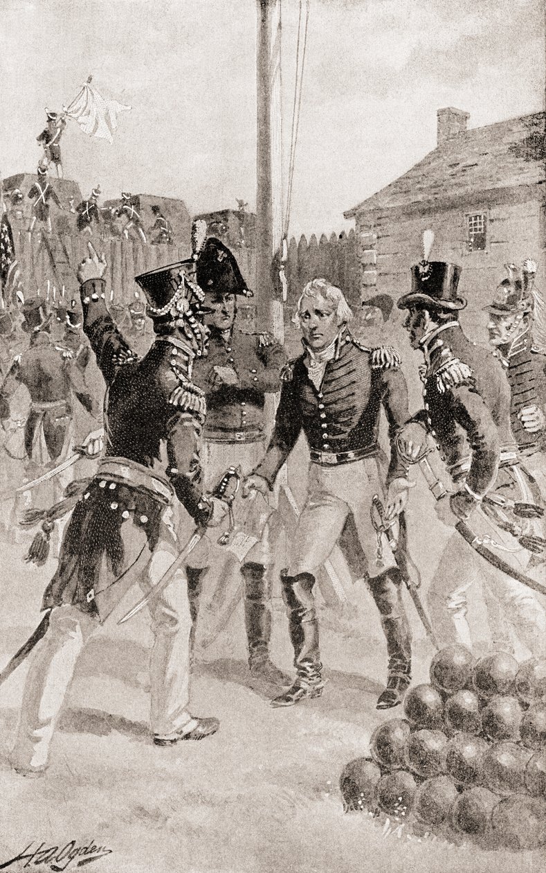 William Hull dandártábornok feladja Detroit (Michigan állam) erődjét és városát a Detroit ostroma idején, az 1905-ben megjelent Hazánk történelméből alkotó: Henry Alexander Ogden