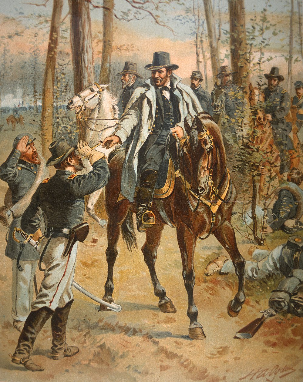 General Grant in the Wilderness Campaign, 1864. május 5. (színes litó) alkotó: Henry Alexander Ogden