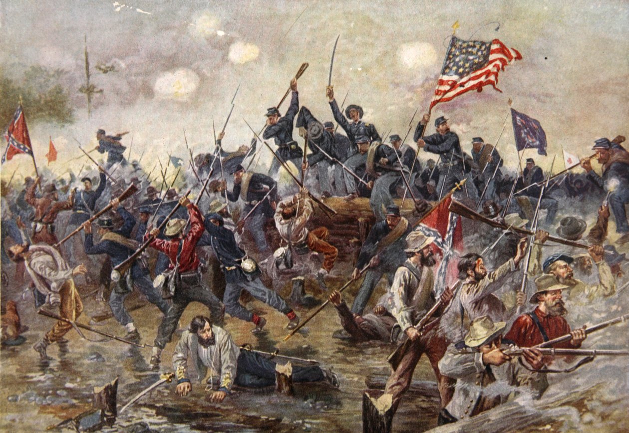 A spotsylvania-i csata, 1864. május 8-21. (színes litográfia) alkotó: Henry Alexander Ogden