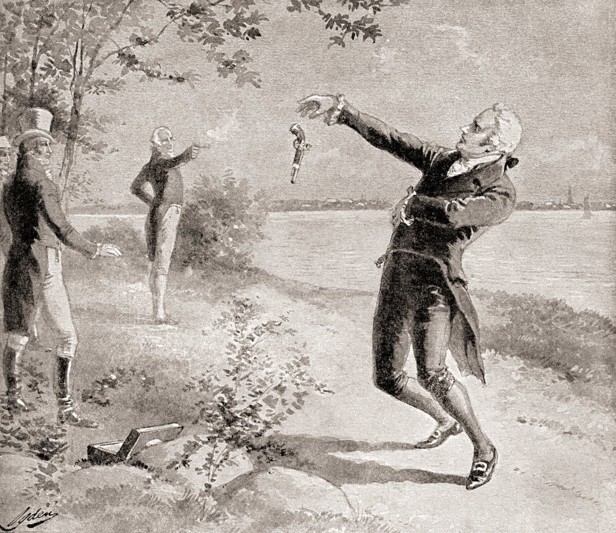 A Burr?-Hamilton párbaj 1804. július 11-én az 1905-ben megjelent Hazánk története című könyvből alkotó: Henry Alexander Ogden
