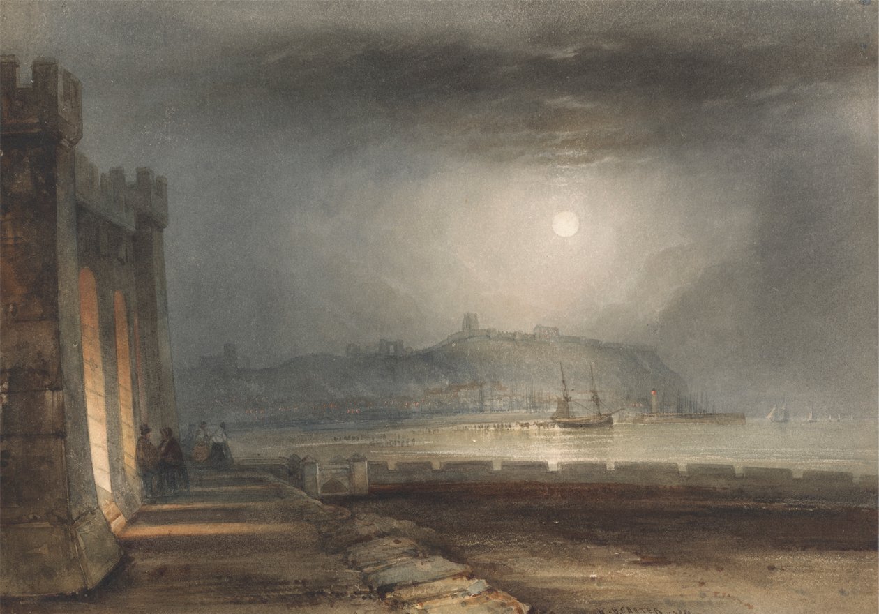 Scarborough kikötő, Yorkshire - Holdfény alkotó: Henry Barlow Carter