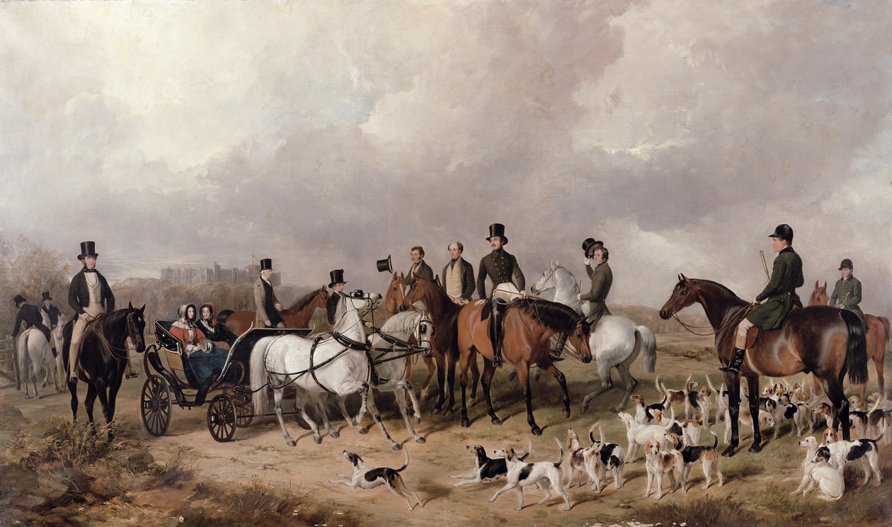 A Prince Consort Harriers találkozása Windsorban a Great Parkban, 1845 alkotó: Henry Barraud