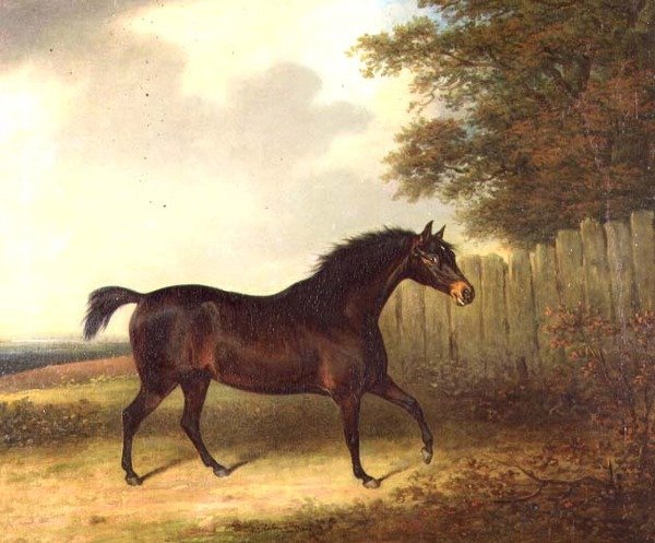 Egy sötét öböli mén a tájban alkotó: Henry Bernard Chalon