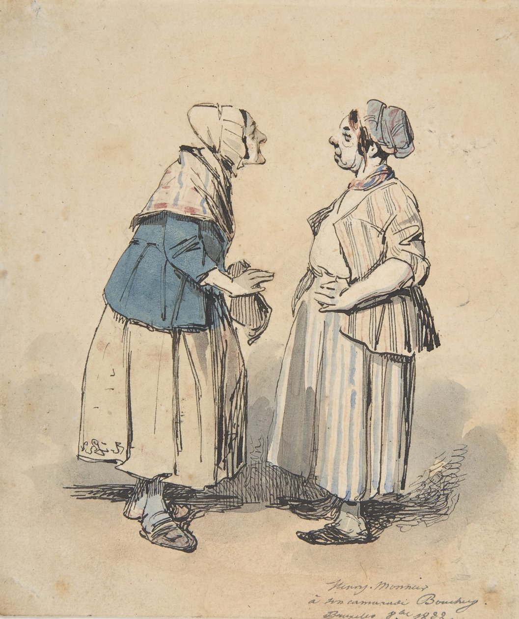 A két pletyka Les Deux Gossips, 1832. alkotó: Henry Bonaventure Monnier