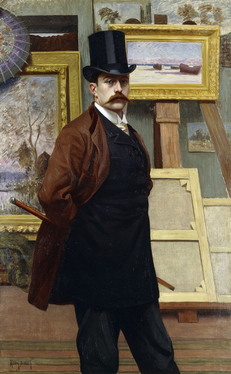 A művész önarcképe a műtermében (olaj, vászon) alkotó: Henry Bouvet