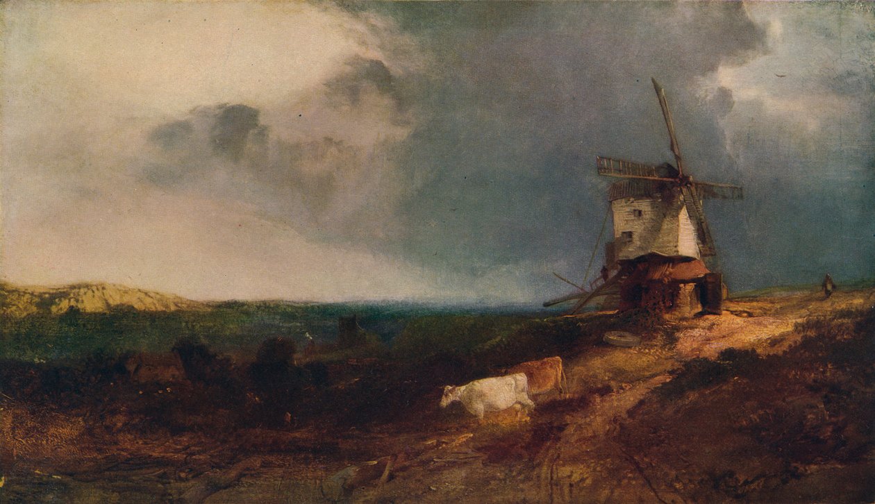 Táj szélmalommal, 19. század, 1917 alkotó: Henry Bright