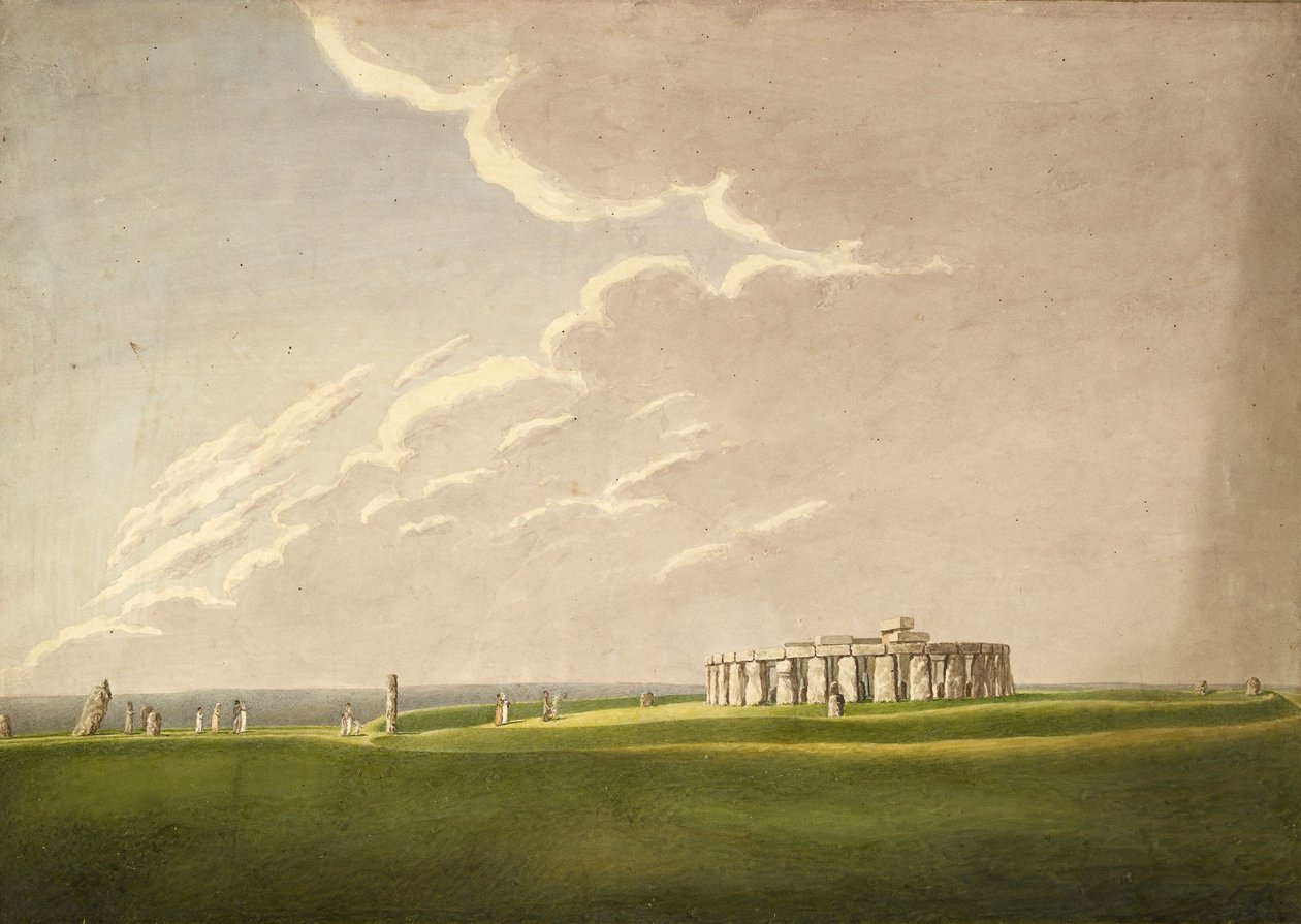 Stonehenge nagy vízözön előtti temploma: eredeti állapotában északról, 1824-1839 alkotó: Henry Browne