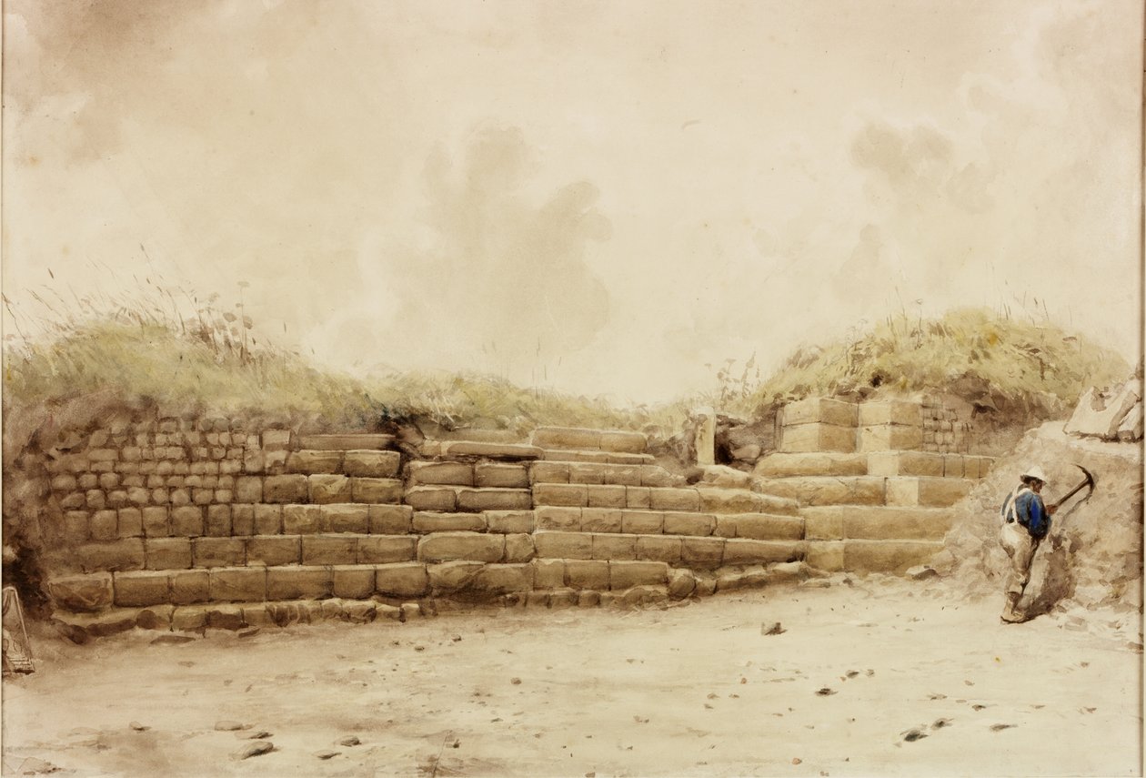 Tanyák, 1848 körül (ceruza és akvarell papíron) alkotó: Henry Burdon Richardson