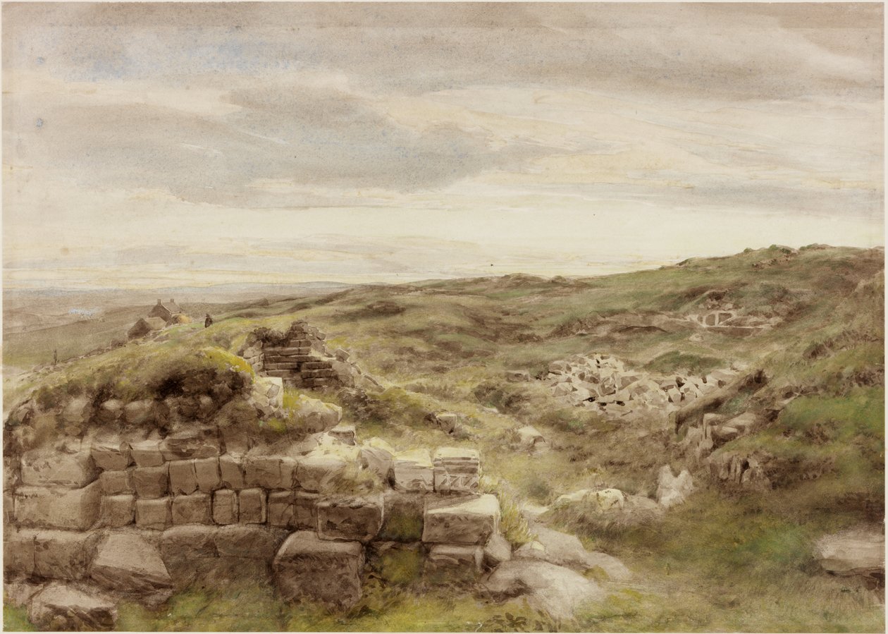 Tanyák, 1848 körül (ceruza és akvarell papíron) alkotó: Henry Burdon Richardson