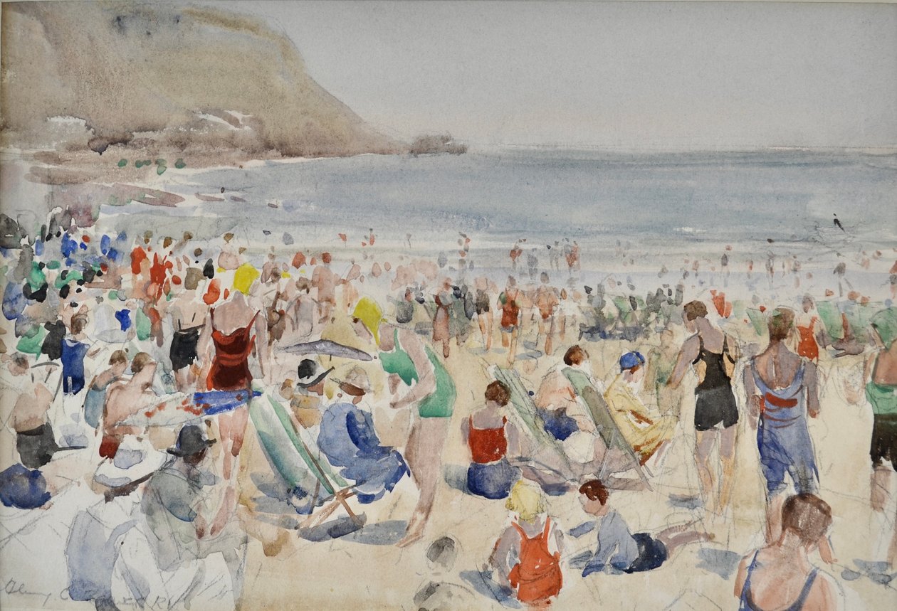 A tengerparton, 1920-30 (akvarell) alkotó: Henry Charles Brewer