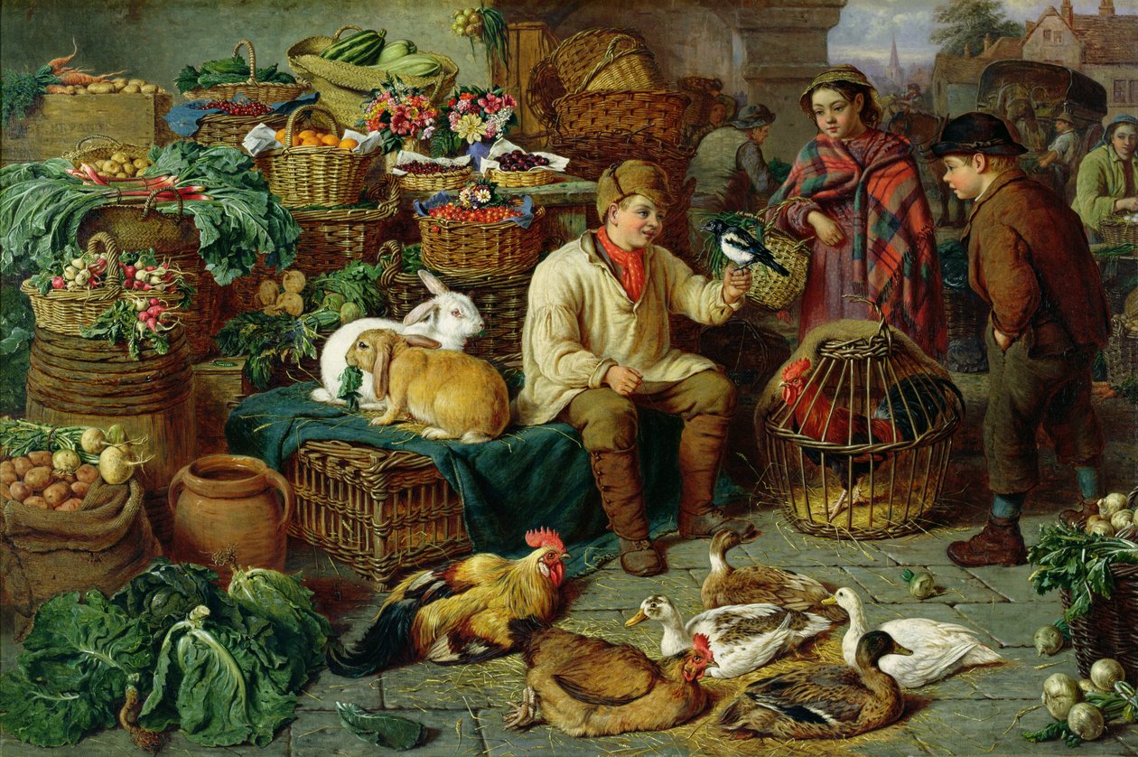 Piaci jelenet alkotó: Henry Charles Bryant