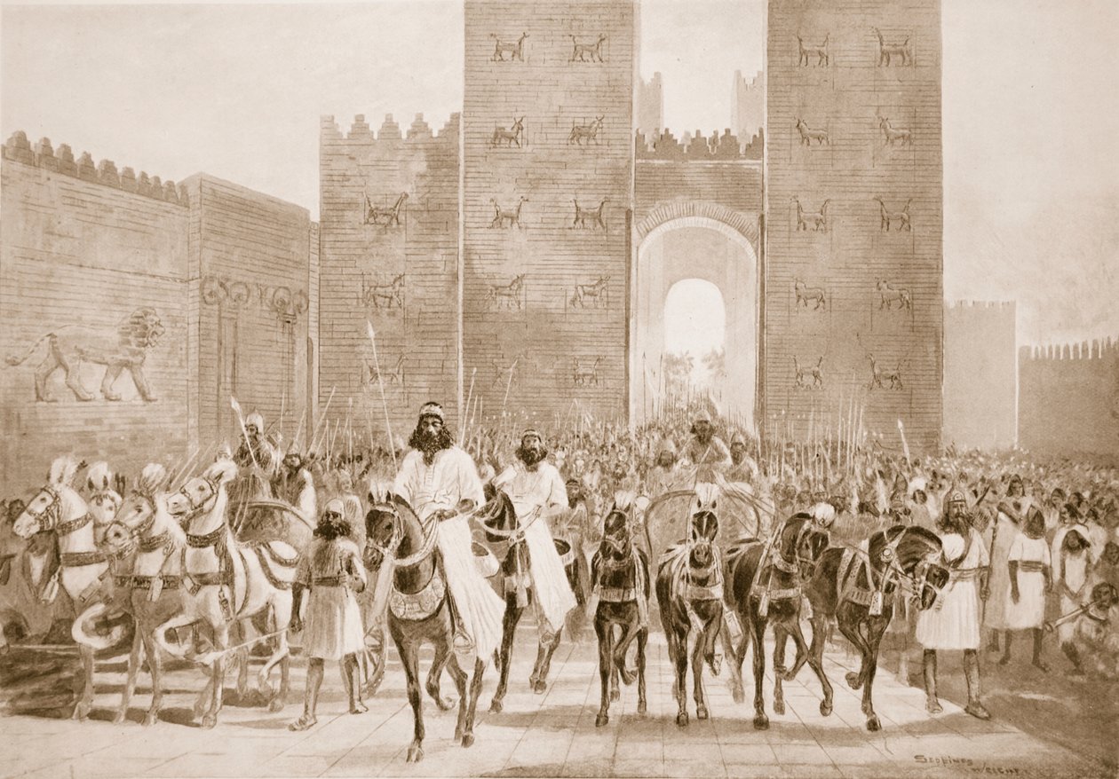 Cyrus belépése Babilonba, illusztráció a „Hutchinson