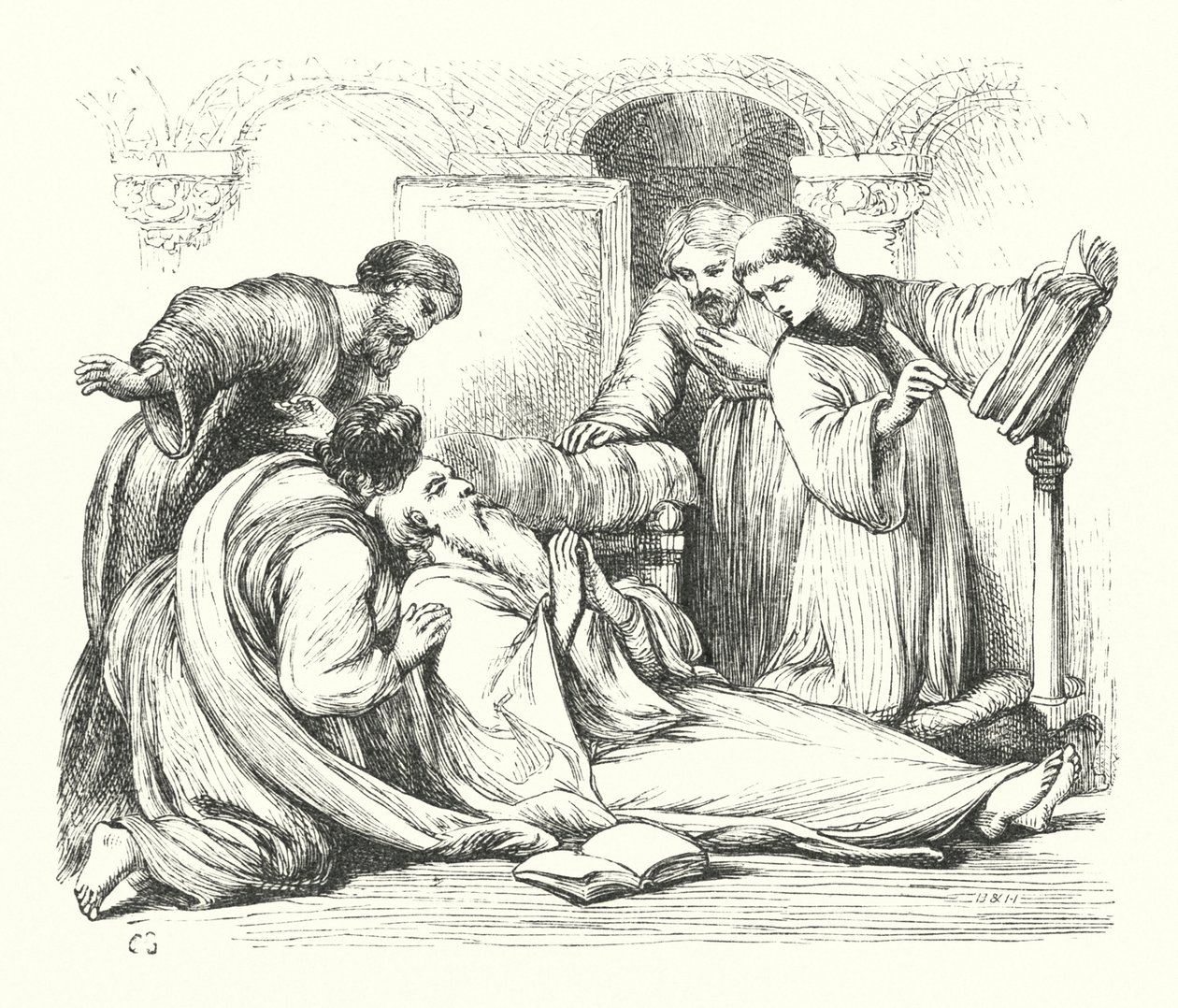 A Tiszteletreméltó Bede halála (metszet) alkotó: Henry Courtney (after) Selous