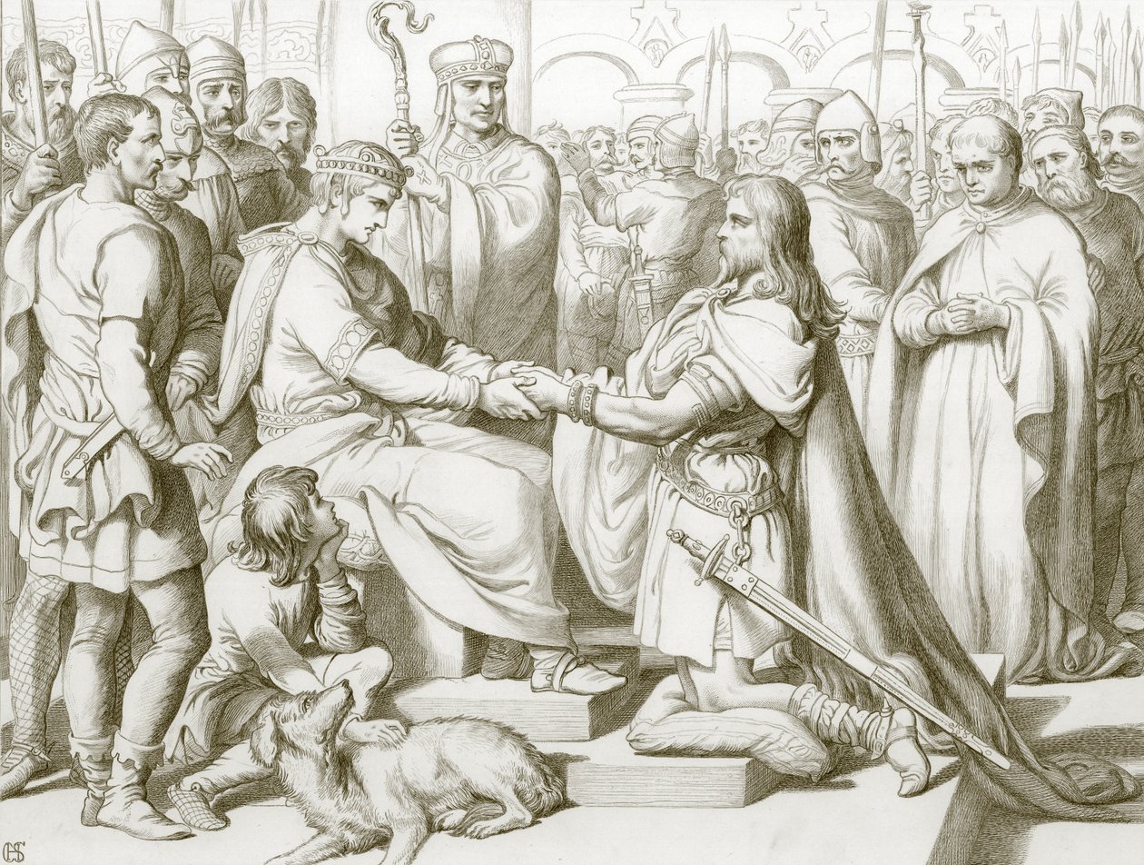 Hogyan ment be Hereward a királyhoz (metszet) alkotó: Henry Courtney (after) Selous