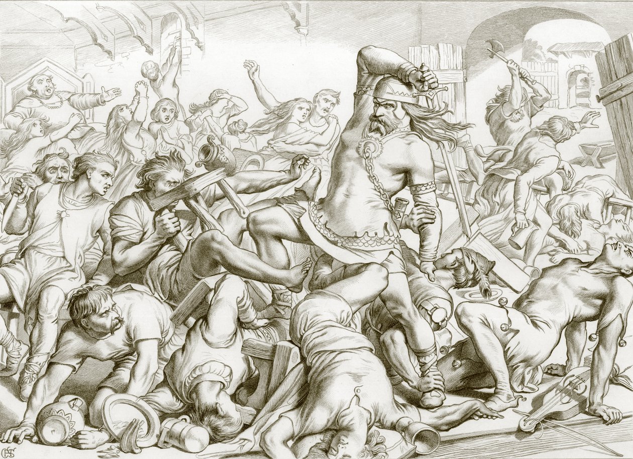 Hogyan tisztította meg Hereward Bourne-t a franciáktól (metszet) alkotó: Henry Courtney (after) Selous