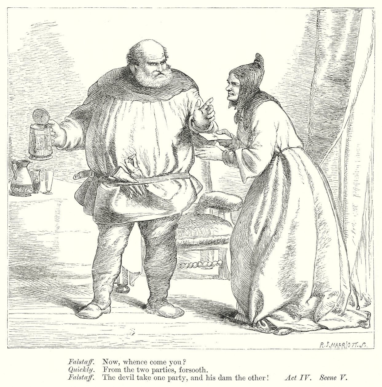 A windsori víg nők (metszet) alkotó: Henry Courtney (after) Selous