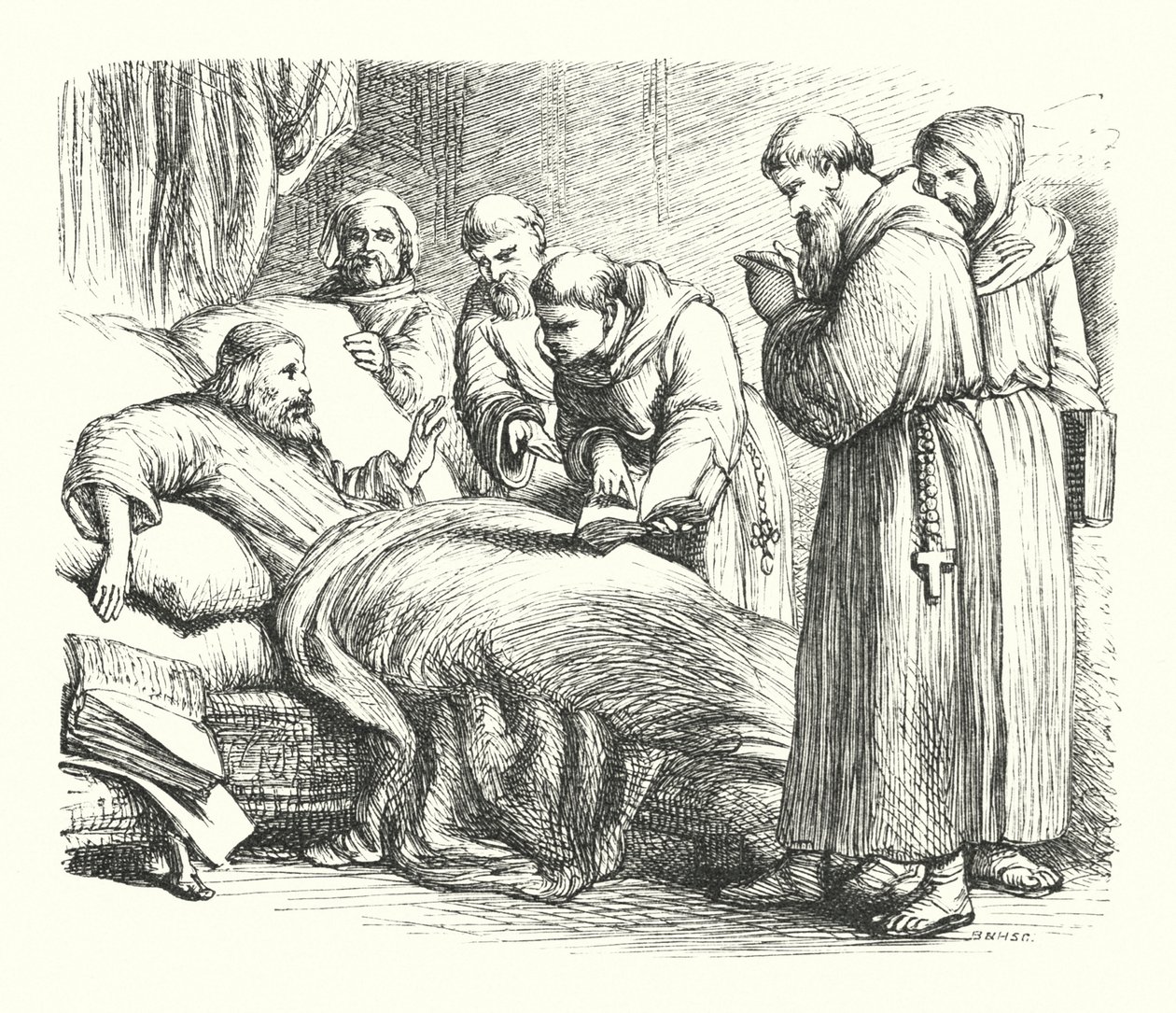 Wycliffe a halálos ágyán (metszet) alkotó: Henry Courtney (after) Selous
