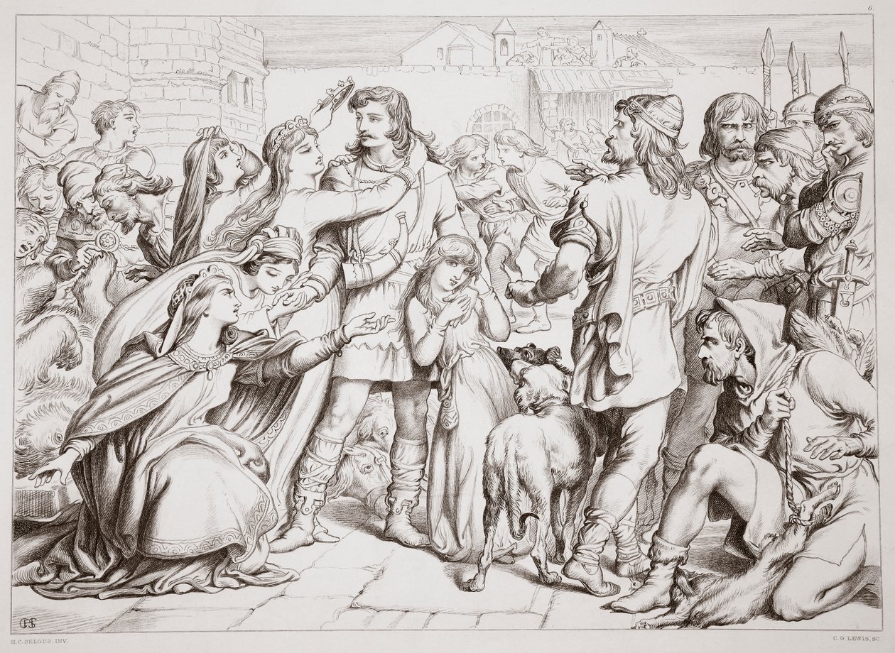 Hogyan ölte meg Hereward a medvét, illusztráció Charles Kingsley Hereward the Great című művéből, kiad. 1870, metszet: C.G. Lewis (acéllemez-metszet) alkotó: Henry Courtney Selous
