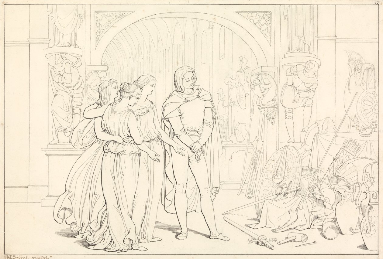 Illusztráció a Zarándok haladásához, 10. (A zarándok a fegyvertárban) alkotó: Henry Courtney Selous