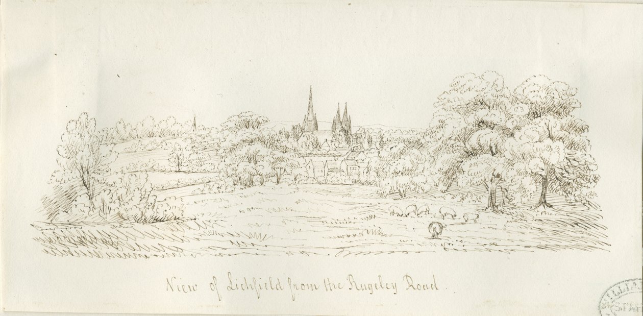 Lichfield - North View (távoli): tollrajz, nd [1788-1855] (rajz) alkotó: Henry Curzon Allport