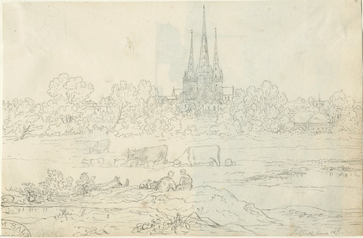 Lichfield katedrális – Keleti nézet: toll- és tusrajz, 1820. június 20. (rajz) alkotó: Henry Curzon Allport