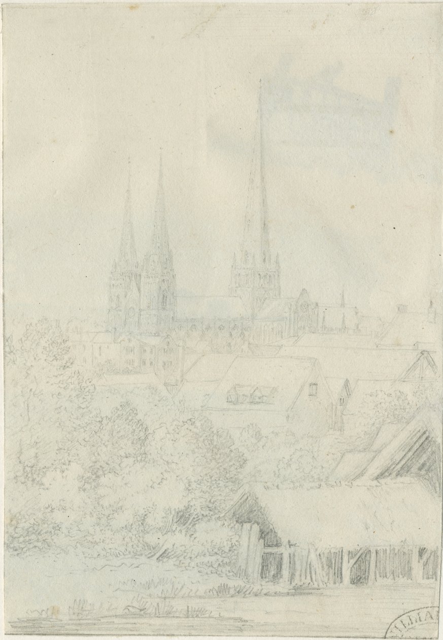 Lichfield katedrális – délnyugati nézet: ceruzarajz, nd [?1788-1855] (rajz) alkotó: Henry Curzon Allport