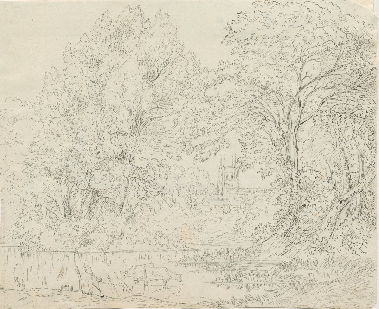 Tamworth – Vidéki nézet: toll- és tusrajz, nd [1788-1855] alkotó: Henry Curzon Allport