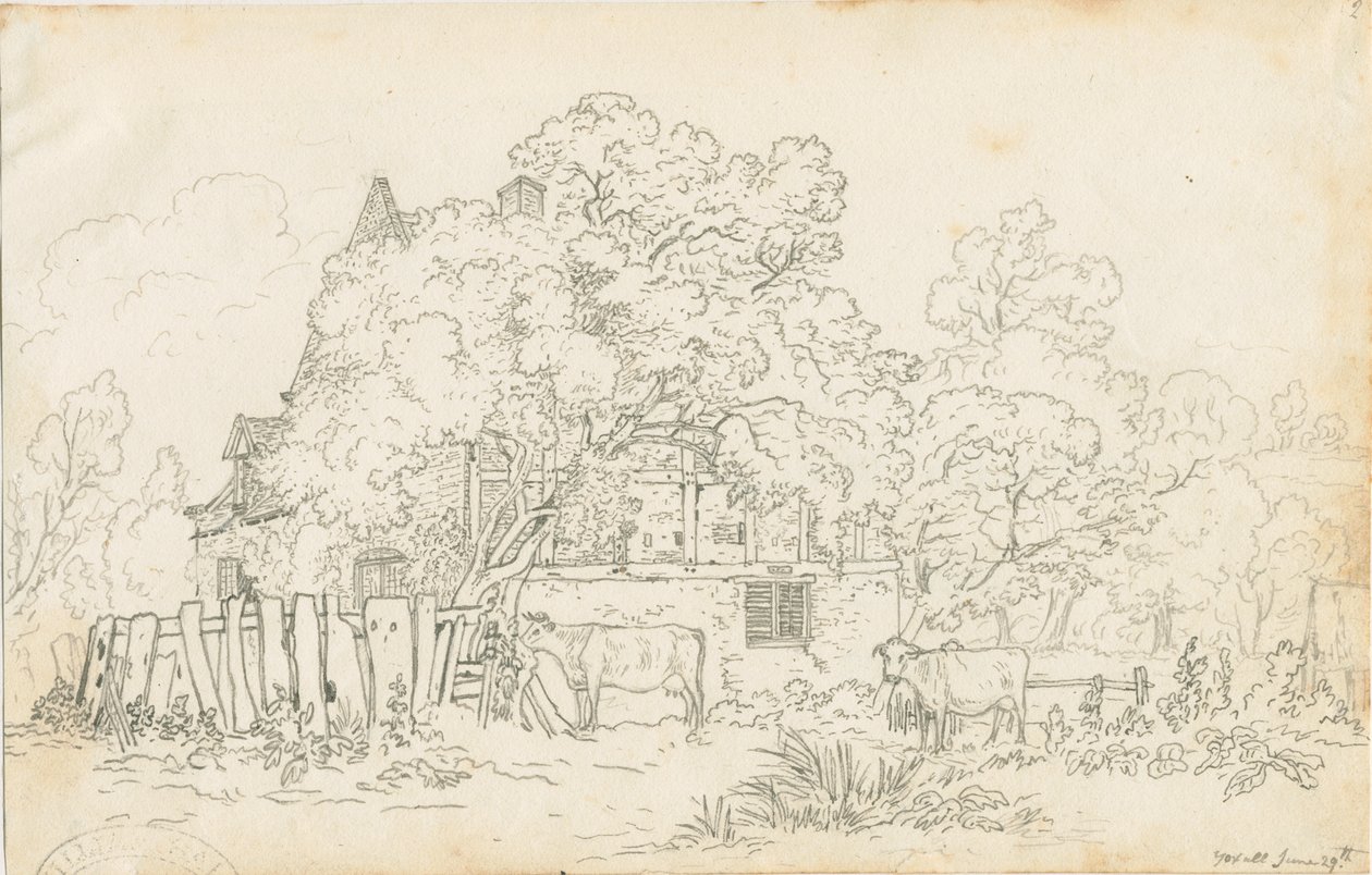 Yoxall – Old Farm House: ceruzarajz, nd [c 1815] alkotó: Henry Curzon Allport