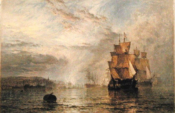 Hajózás egy torkolatban esténként alkotó: Henry Dawson