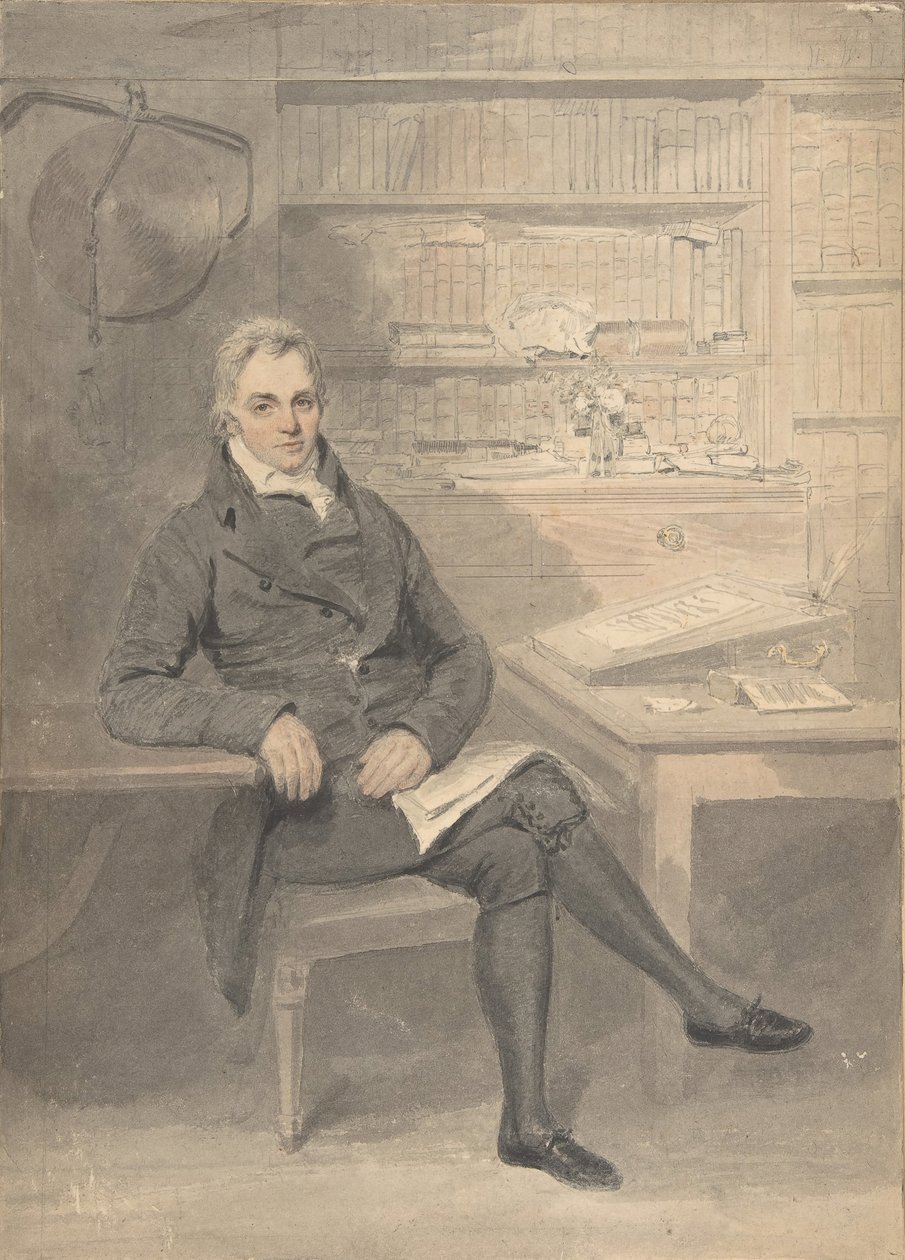 Egy íróasztal előtt ülő férfi portréja, 1795-1800. alkotó: Henry Edridge