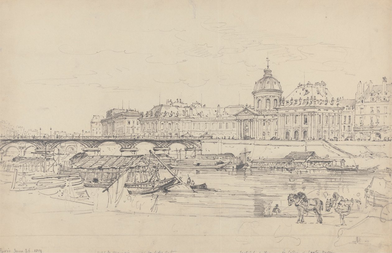 A pénzverde, a Pont des Arts és az Institut de France, Párizs alkotó: Henry Edridge