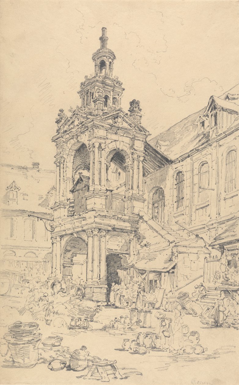 A Haute Vielle Tour Halle tornáca, Rouen alkotó: Henry Edridge