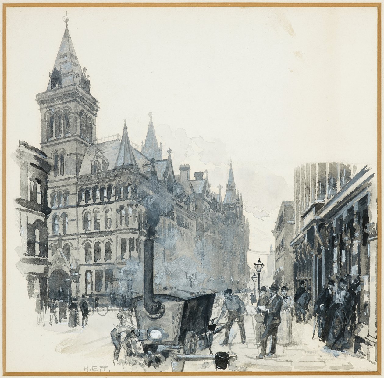 Corporation Road Making, Princess Street és Town Hall alkotó: Henry Edward Tidmarsh