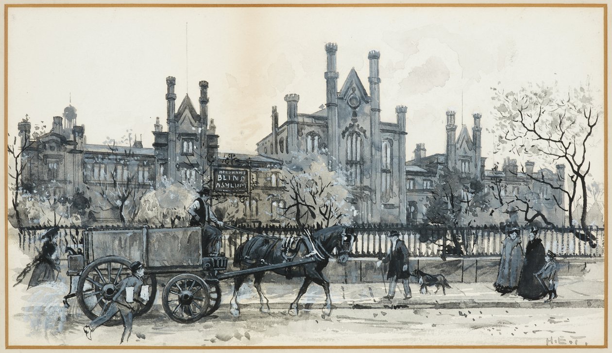 Henshaws Blind Asylum és Siketnéma Iskolák. Old Trafford alkotó: Henry Edward Tidmarsh