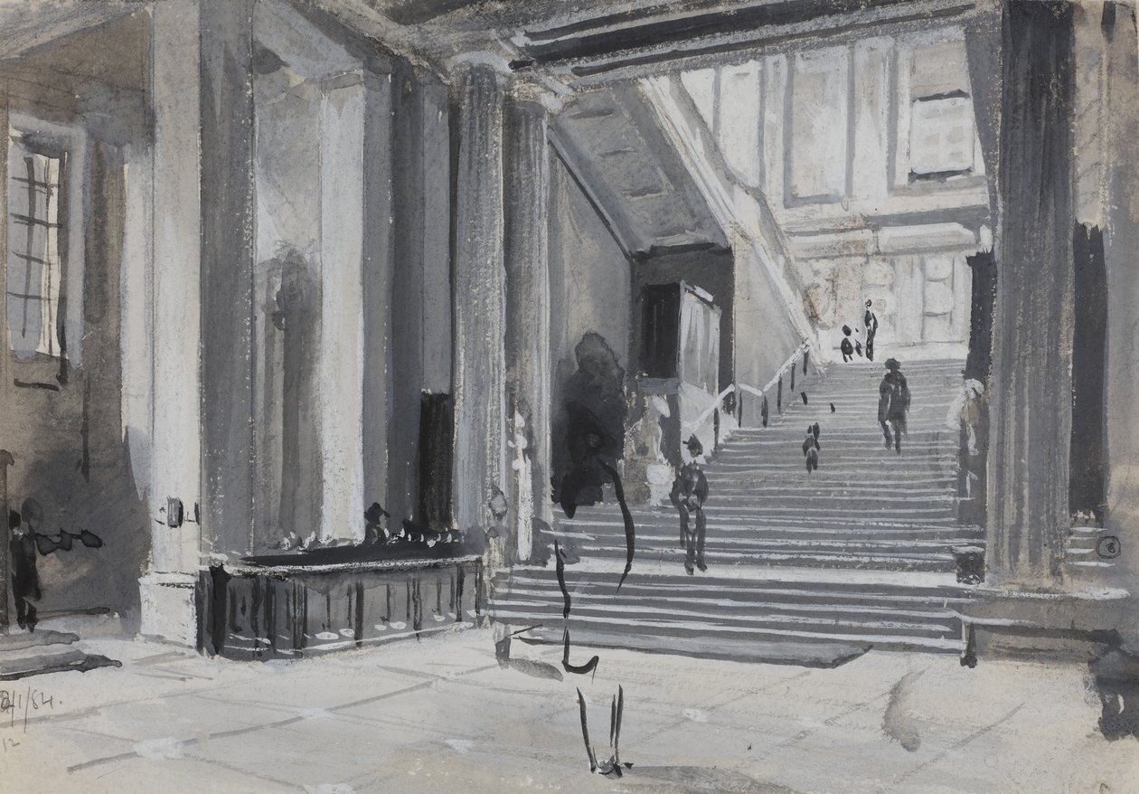 A főlépcsőt bemutató British Museum belső képe, 1884 alkotó: Henry Edward Tidmarsh